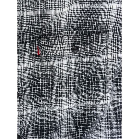 Levis Shirt Mens Large Black White Plaid Flannel Relaxed Fit Outdoor Cabincore - Picture 6 of 12
